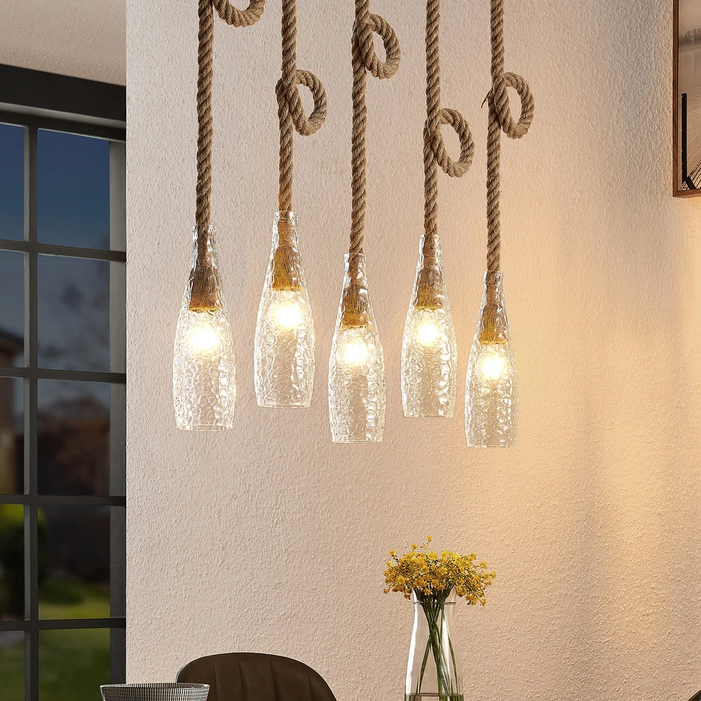 Chaîne de transmission Lindby Relia suspension, avec abat-jour en verre