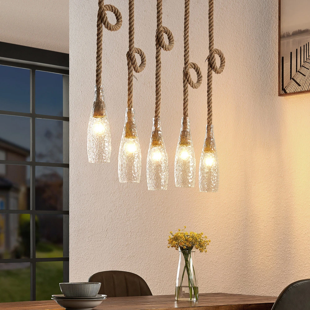 Chaîne de transmission Lindby Relia suspension, avec abat-jour en verre