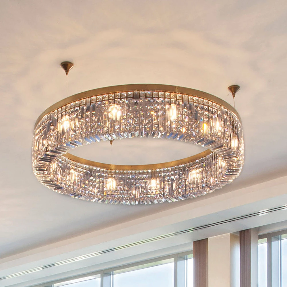 Chaîne de transmission Suspension en cristal Ring 110 cm chromée