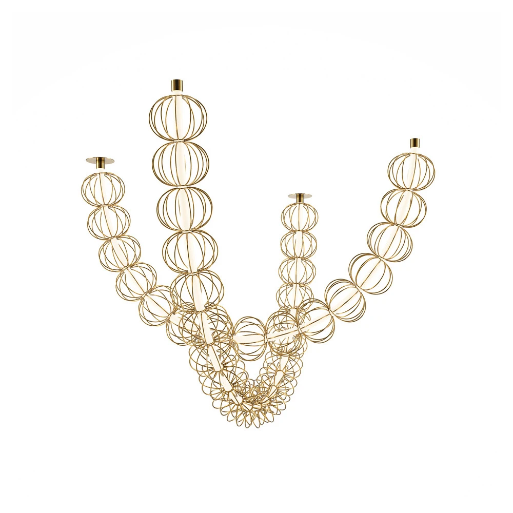 Échappement complet Maytoni Suspension LED Golden Cage, 2 pièces, hauteur 84 cm