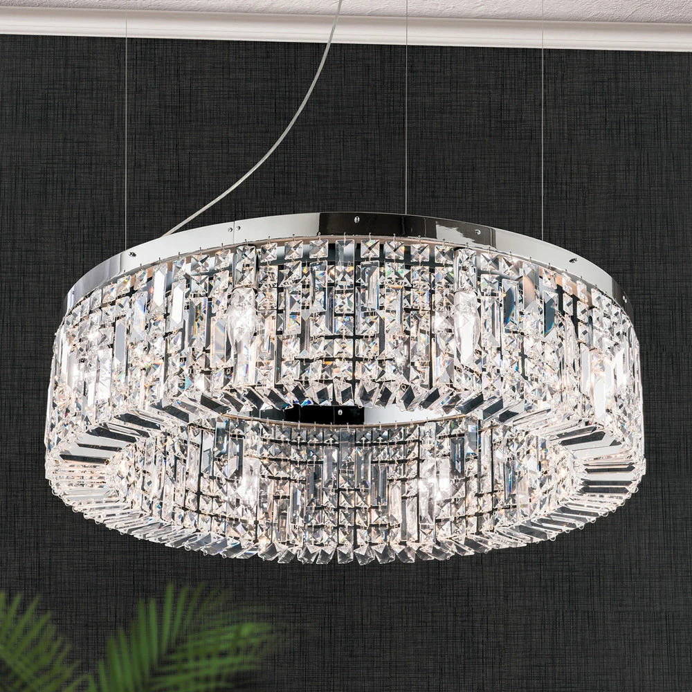 Échappement complet Suspension cristal Ring 80 cm chromée
