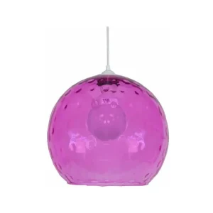 Disque de frein perforé Suspension globe verre optique rose85 cm.