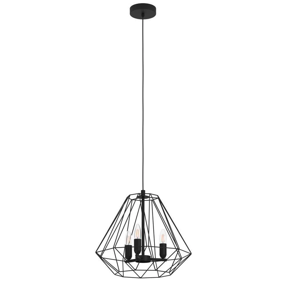 EGLO Tarle Suspension en acier, noir pour usage intensif