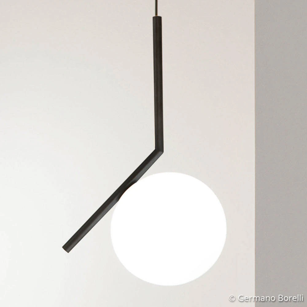FLOS IC S1 Suspension design, noir Ø 20 cm en acier inoxydable