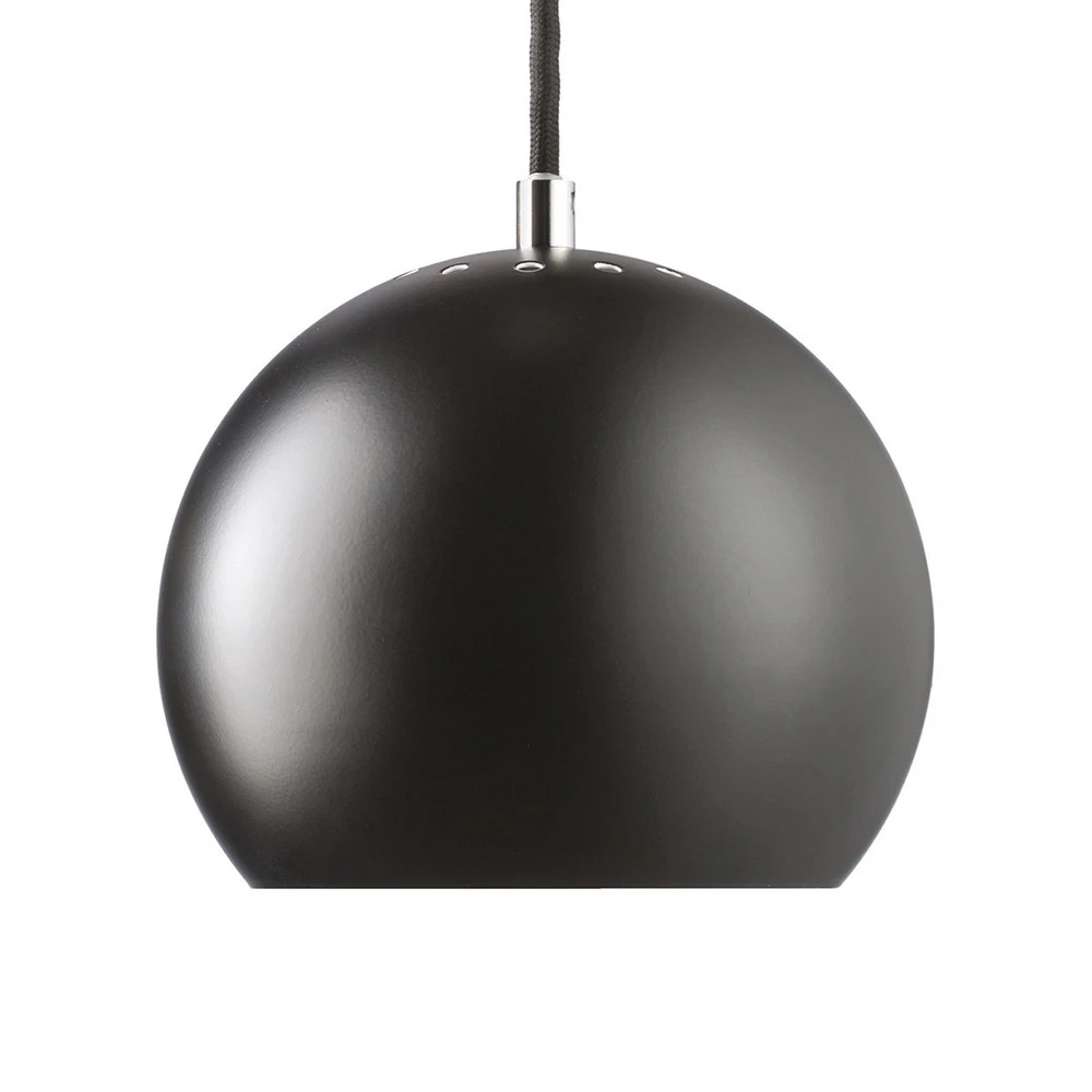 FRANDSEN suspension Ball, noir mat, Ø 18 cm avec rivets de maillon