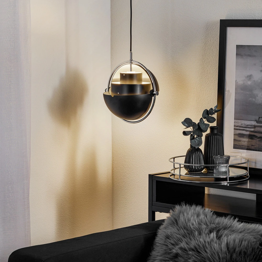 GUBI Suspension Multi-Lite, Ø 27 cm, chrome/noir par Akrapovič
