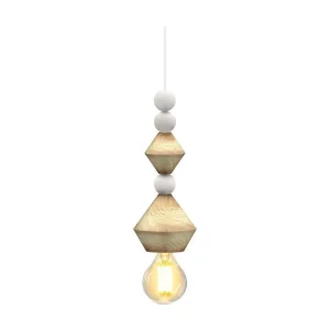 Haute Performance BOULIER - Suspension cylindrique bois naturel et blanc