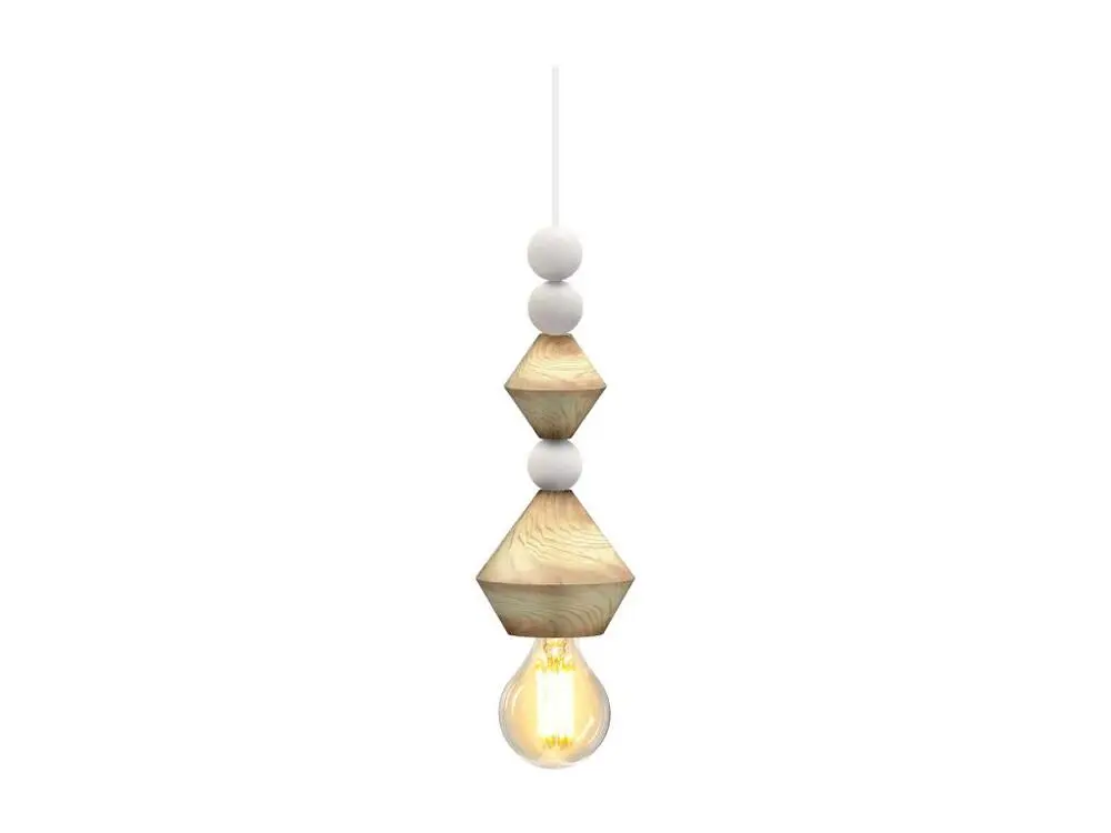 Haute Performance BOULIER - Suspension cylindrique bois naturel et blanc