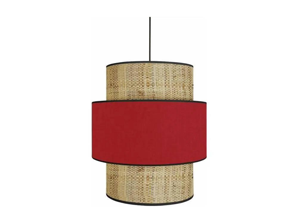 Haute Performance COCHIN - Suspension cylindrique tissu paille et rouge