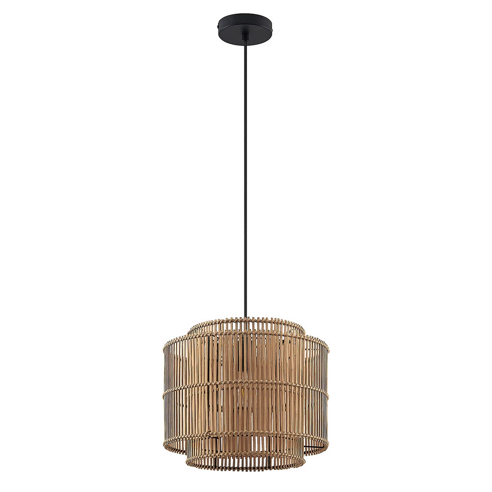 Haute Performance Lindby suspension Bridga, Ø 35 cm, noir, bambou