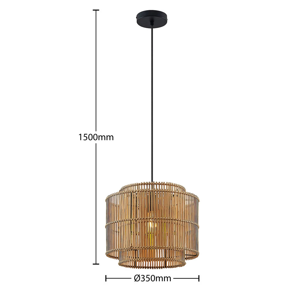Haute Performance Lindby suspension Bridga, Ø 35 cm, noir, bambou