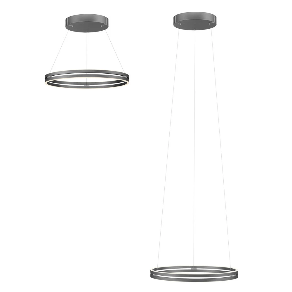 INTÈGRE Suspension LED E-Loop, gris, Ø 70 cm, aluminium, CCT