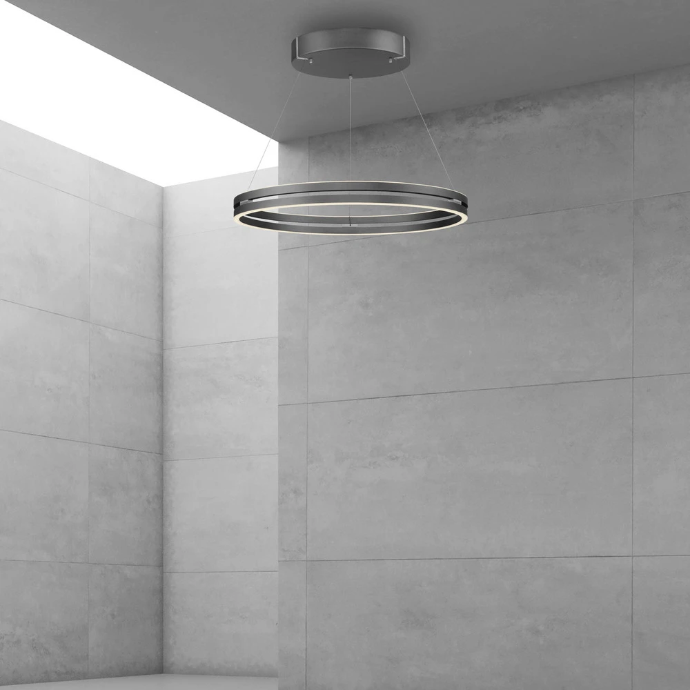 INTÈGRE Suspension LED E-Loop, gris, Ø 70 cm, aluminium, CCT
