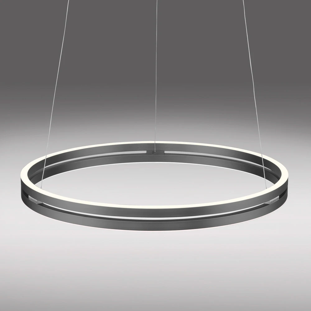 INTÈGRE Suspension LED E-Loop, gris, Ø 70 cm, aluminium, CCT