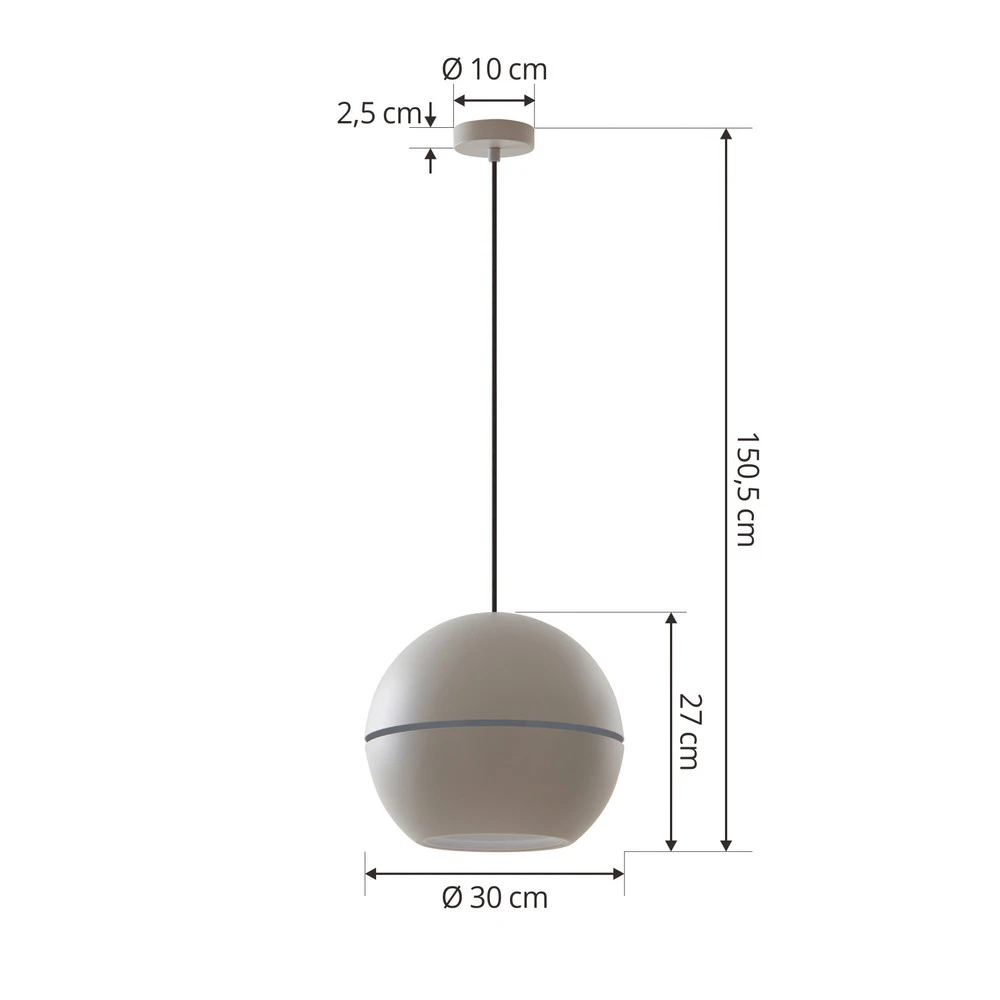 Lucande suspension Calantha, gris, aluminium, Ø 30 cm pour usage intensif