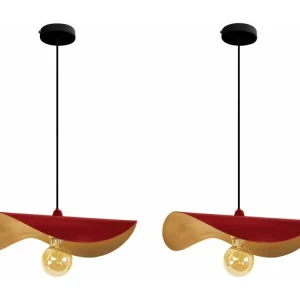 MADAME-LOT 2 - Suspension chapeau de dame métal rouge et or avec notice de montage