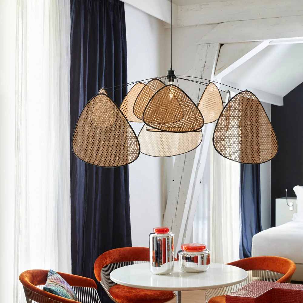 MARKET SET Suspension Screen XL, 60 cm, naturel, rotin avec rivets de maillon