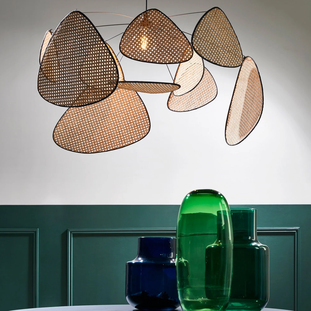 MARKET SET Suspension Screen XL, 60 cm, naturel, rotin avec rivets de maillon