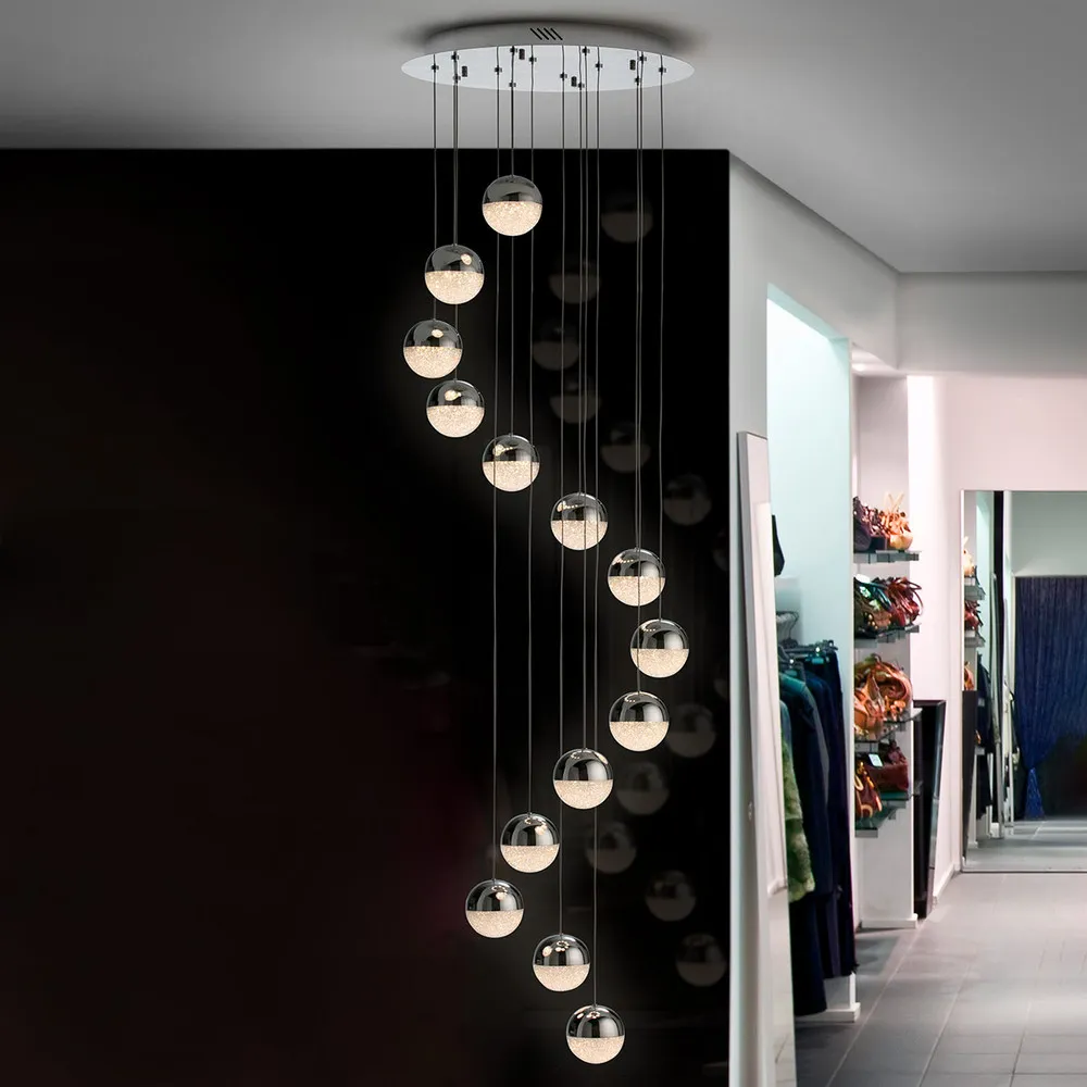 Plaquette de frein moto Suspension LED Sphere 14 lampes, chromé, app