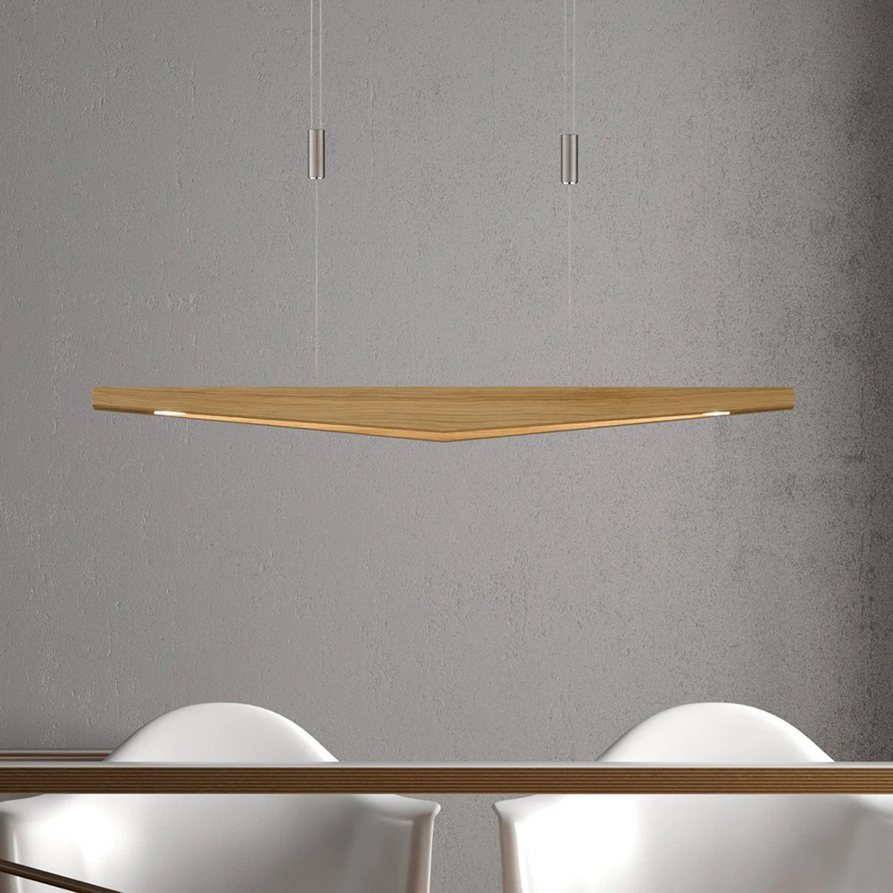 Quitani Suspension LED Dila, chêne naturel, longueur 88 cm par Akrapovič