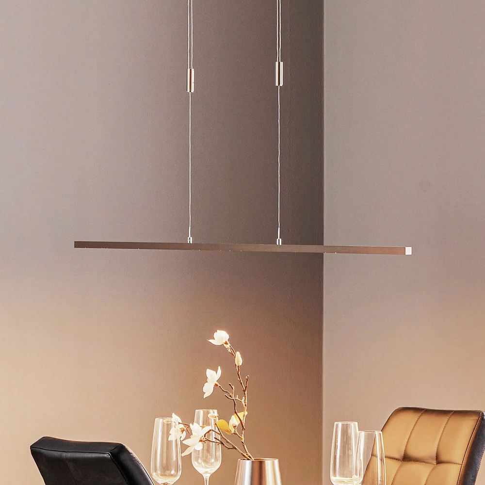 Quitani Suspension LED Tolu, nickel, longueur 118 cm pour amélioration performances