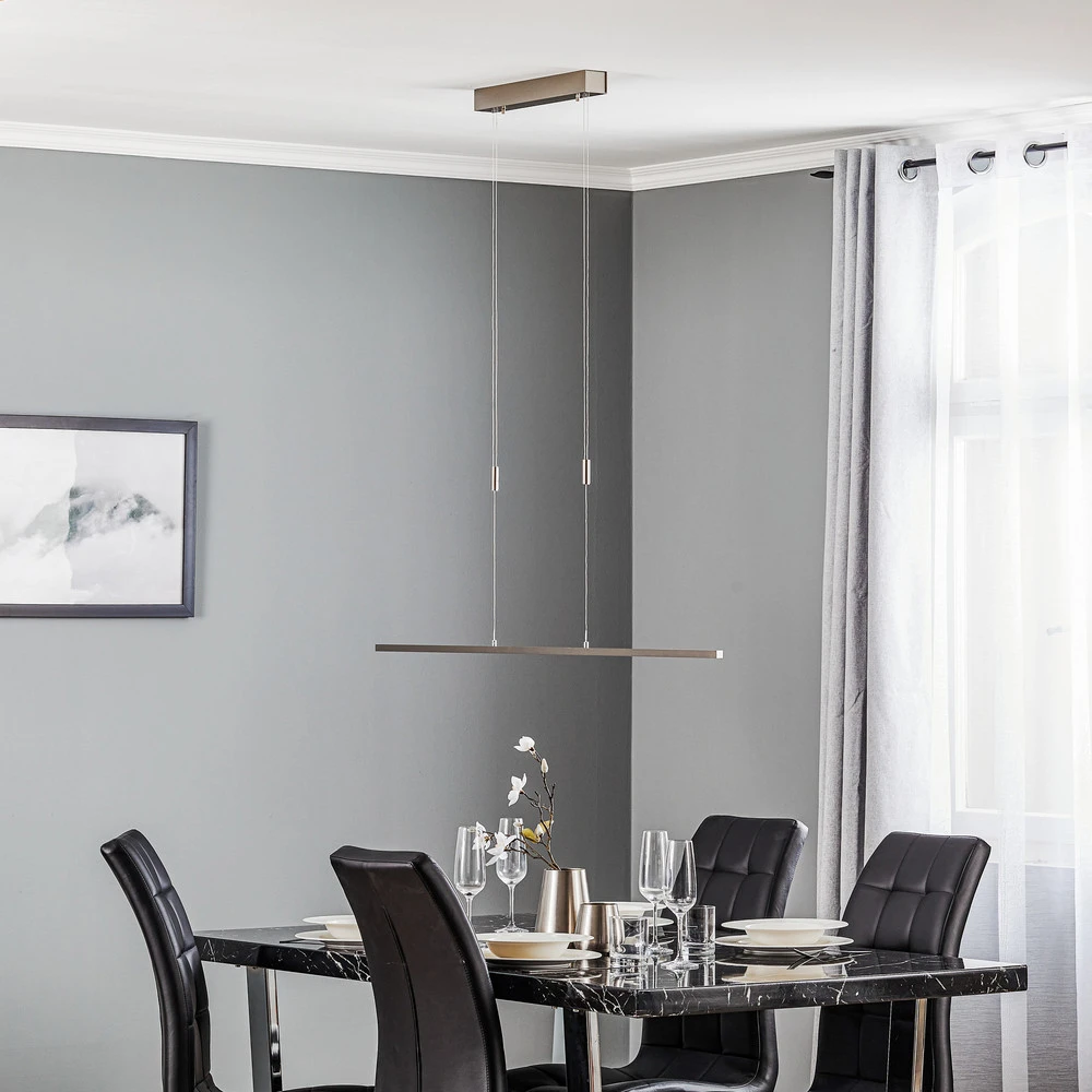 Quitani Suspension LED Tolu, nickel, longueur 118 cm pour amélioration performances