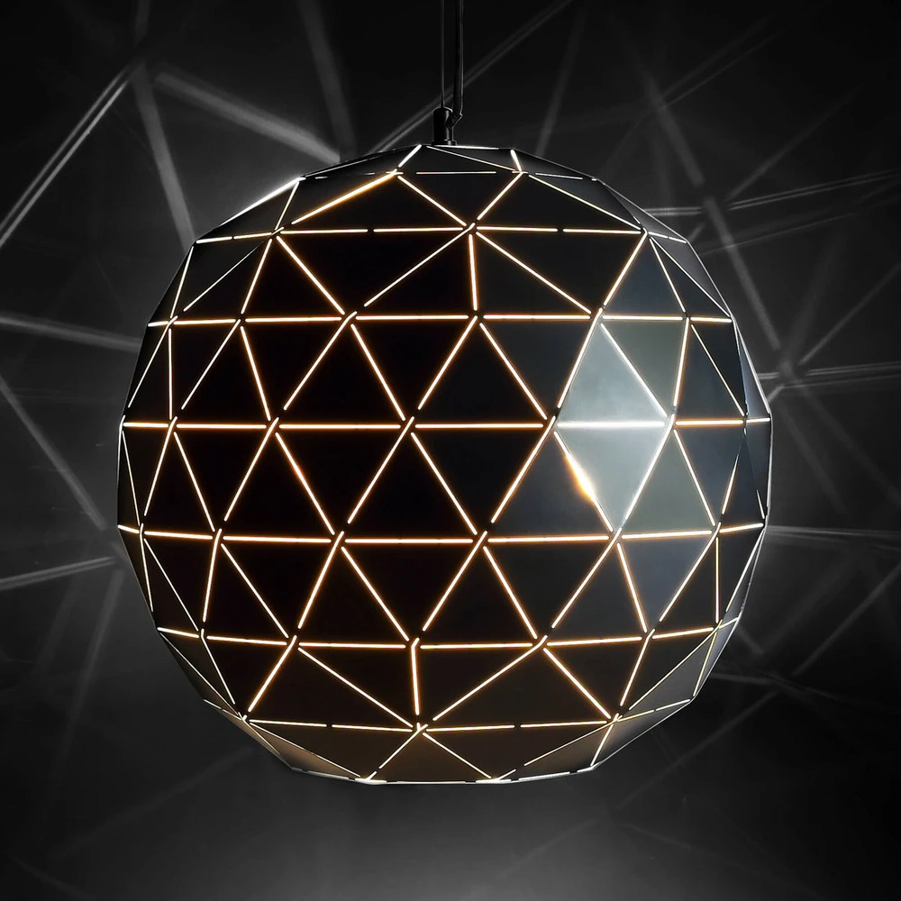 Suspension Asterope, Ø 50cm rond, noir avec rivets de maillon