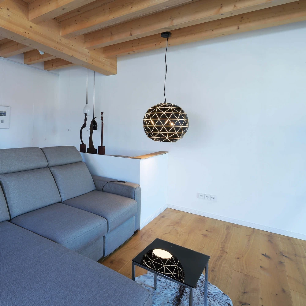 Suspension Asterope, Ø 50cm rond, noir avec rivets de maillon