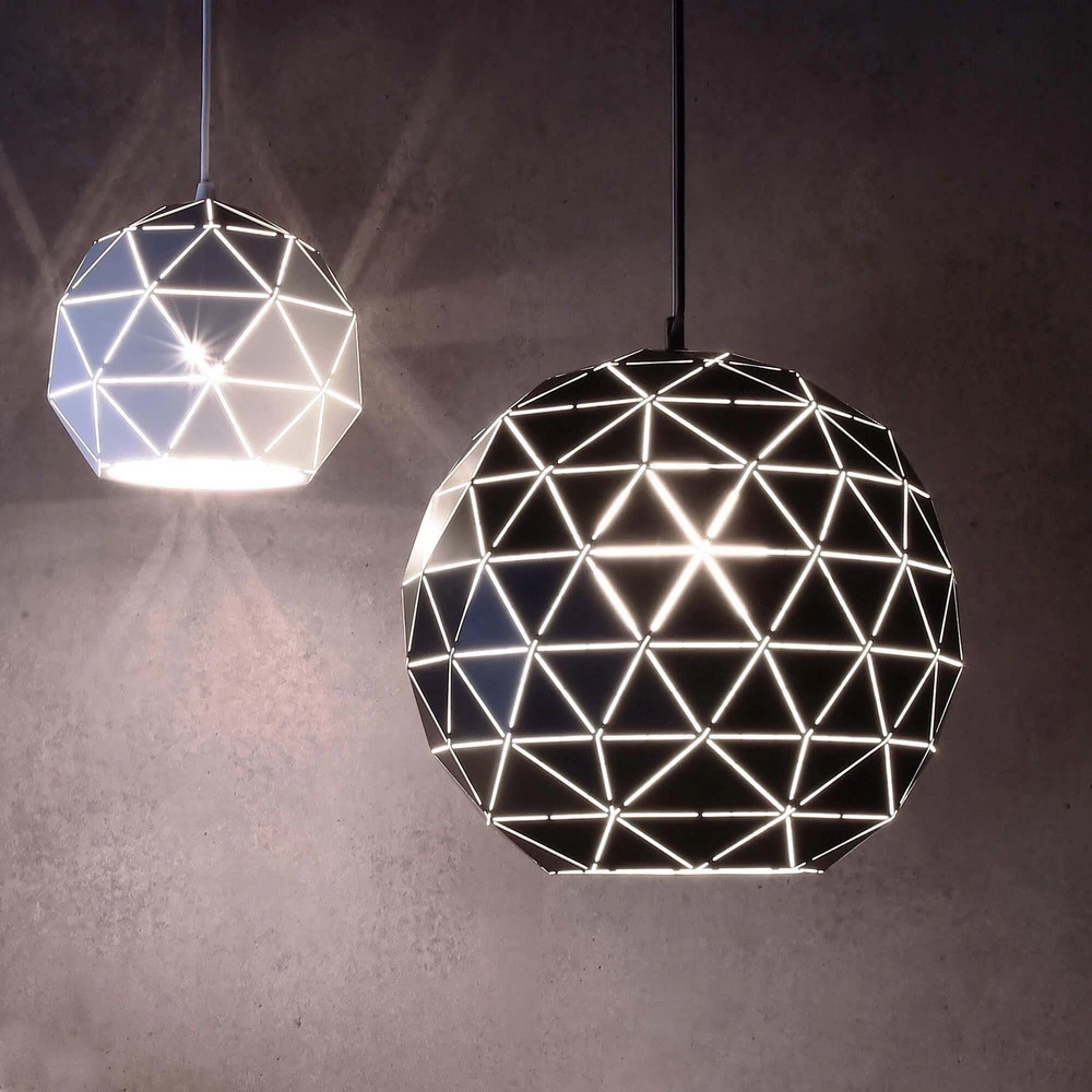 Suspension Asterope, Ø 50cm rond, noir avec rivets de maillon