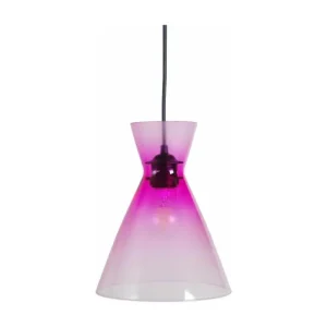Suspension bicone verre rose 85 cm.