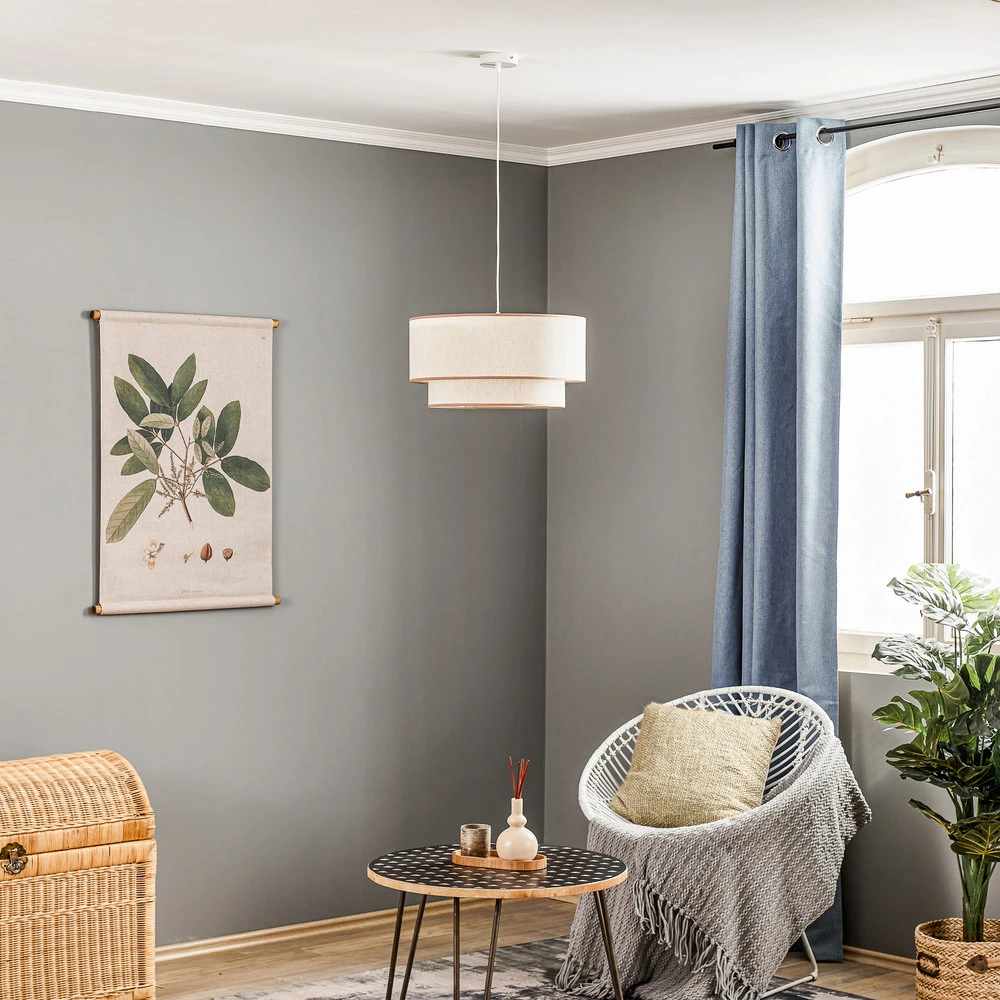 Suspension Boho, deux fois abat-jour, beige