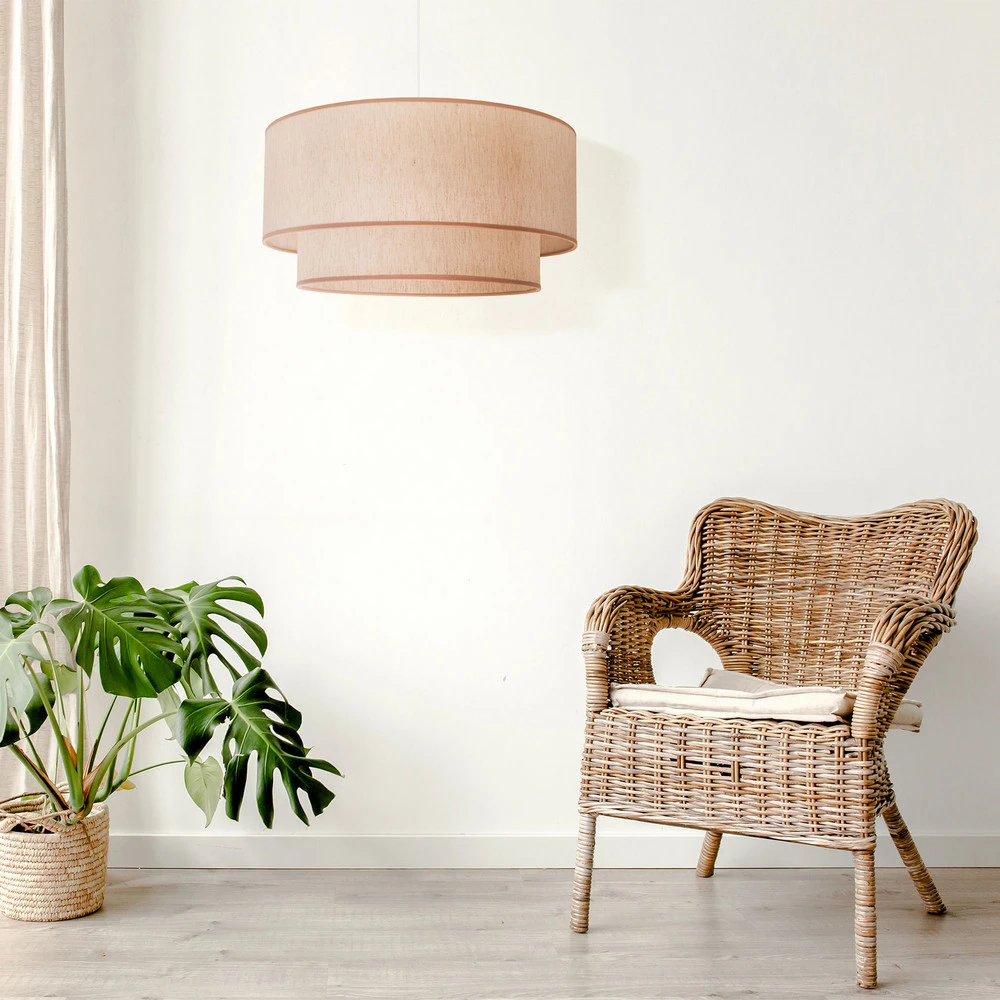Suspension Boho, deux fois abat-jour, beige