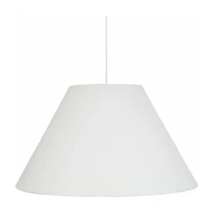Suspension conique tissu blanc 85 cm.