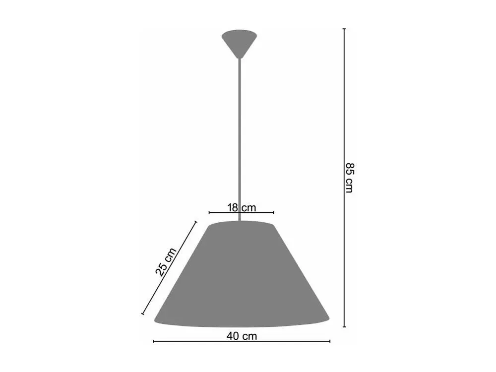 Suspension conique tissu blanc 85 cm.