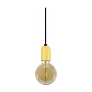 Suspension cylindre métal noir,jaune 80 cm. avec rivets de maillon