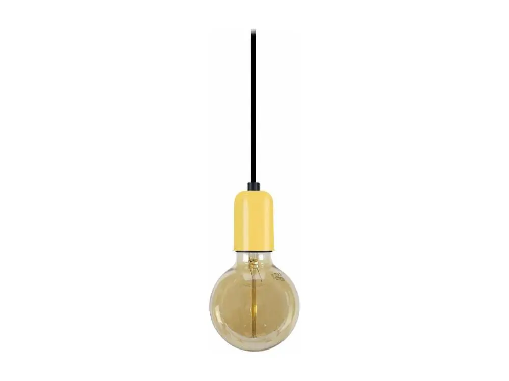 Suspension cylindre métal noir,jaune 80 cm. avec rivets de maillon