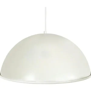 Suspension demi-boule bord métal blanc 80 cm. - 520
