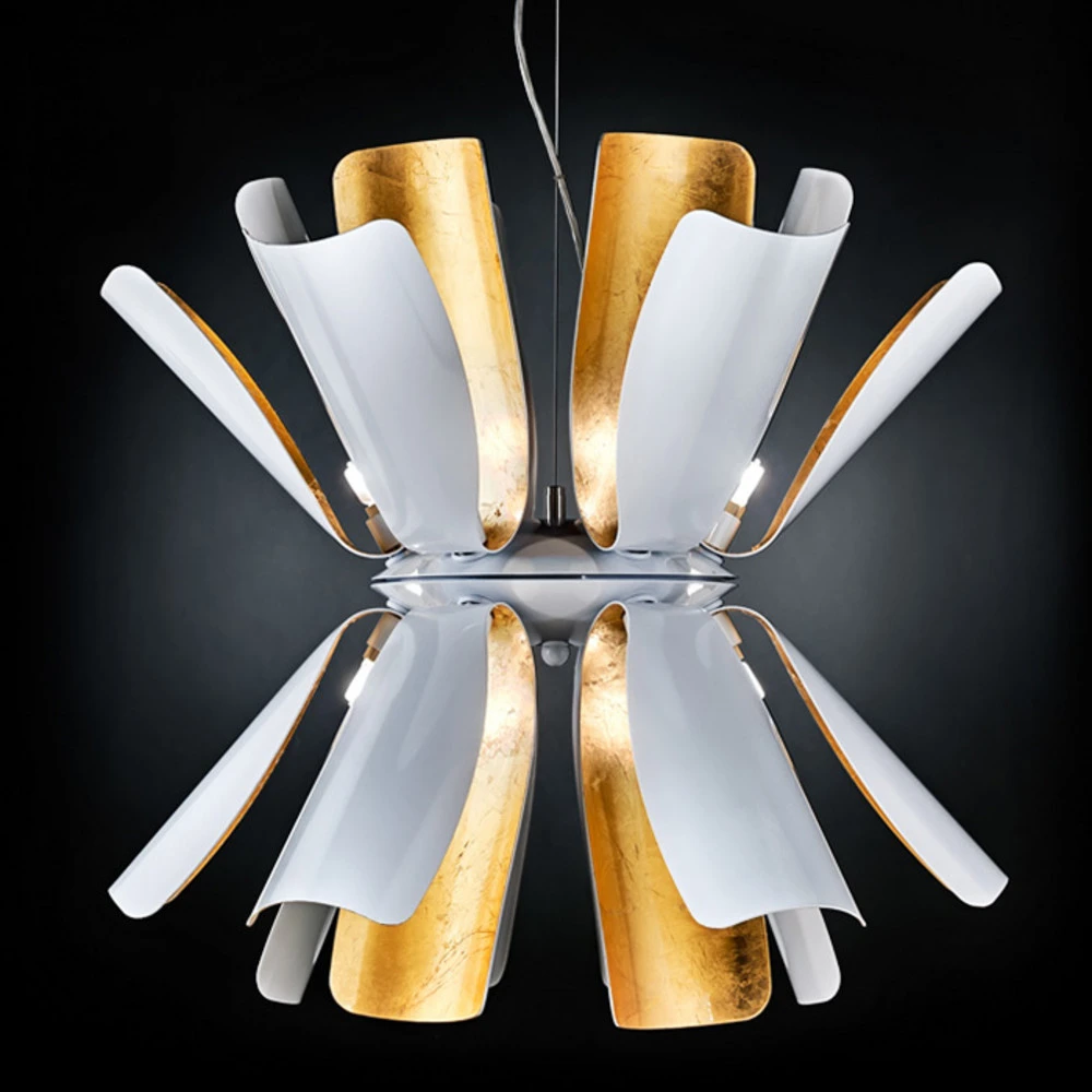 Suspension design Tropic 60 cm blanche/feuille or avec joints neufs