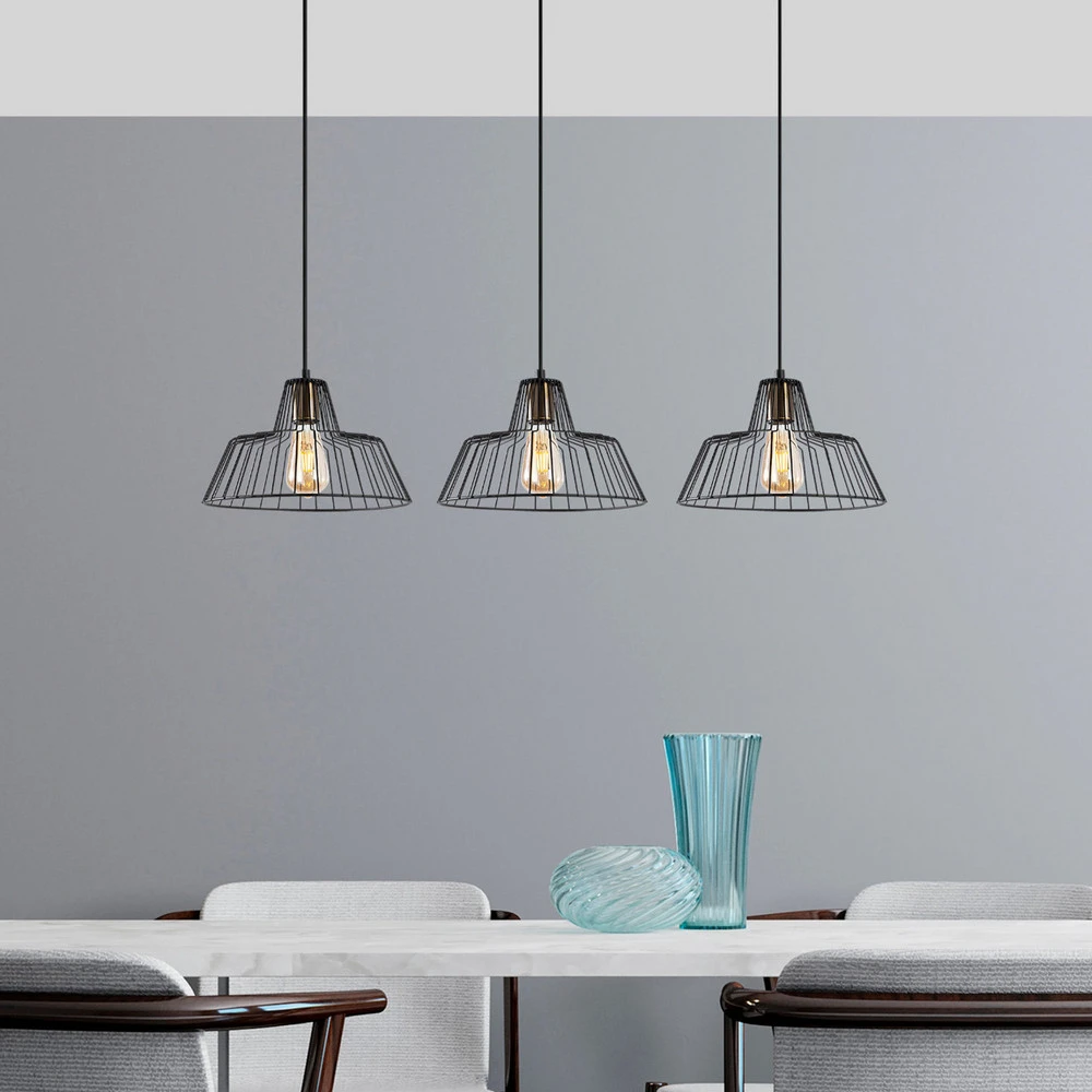 Suspension Hakcu 11945 3flg. linear noir en acier inoxydable