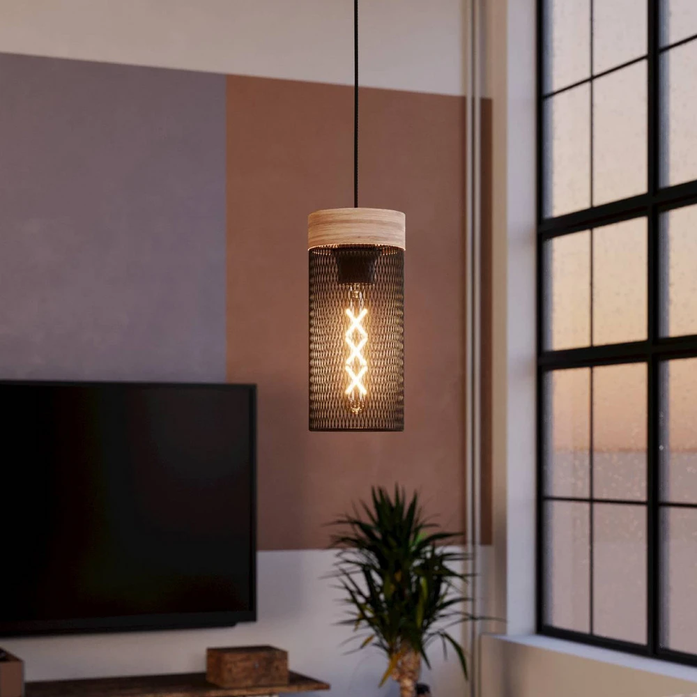 Suspension Kilnsdale, Ø 11 cm, noir/brun, acier avec meilleure adhérence