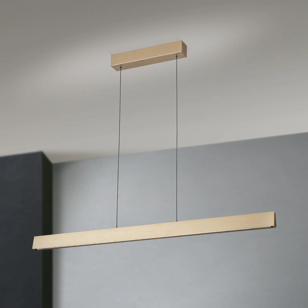 Suspension LED Tara, doré, longueur 120 cm, alu/acier avec meilleure adhérence