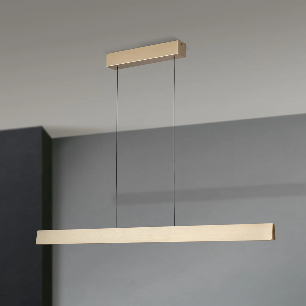 Suspension LED Tara, doré, longueur 120 cm, alu/acier avec meilleure adhérence