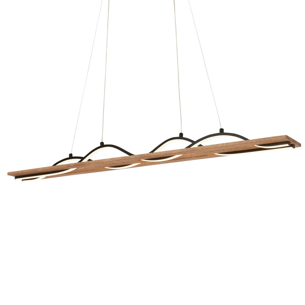 Suspension LED Vinka, 2 lampes, longueur 98 cm, couleur bois - 520