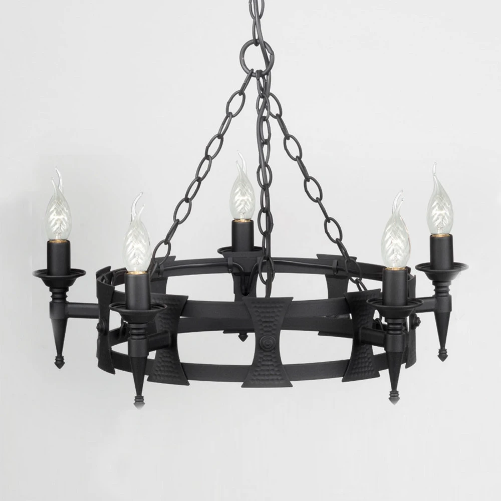 Suspension médiévale SAXON fer forgé noire en acier inoxydable