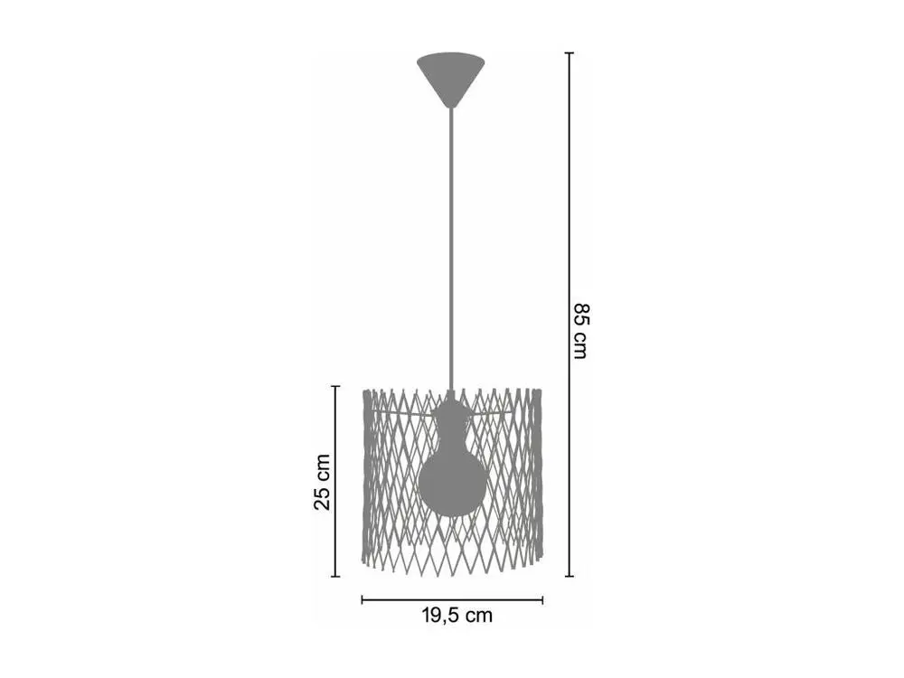 Suspension petir cylindre treillis métallique blanc 85 cm.