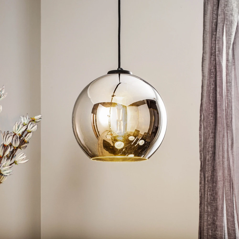 Suspension Polaris, verre réfléchissant, chromé