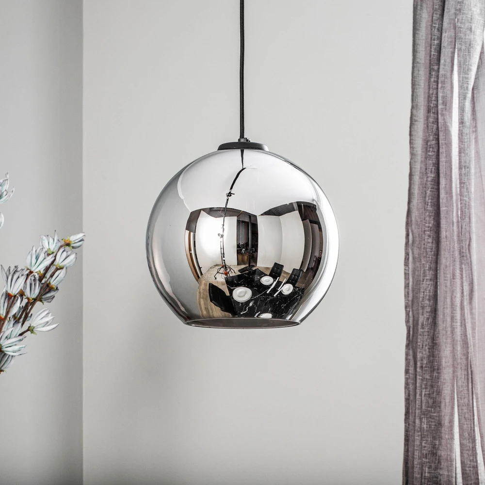 Suspension Polaris, verre réfléchissant, chromé