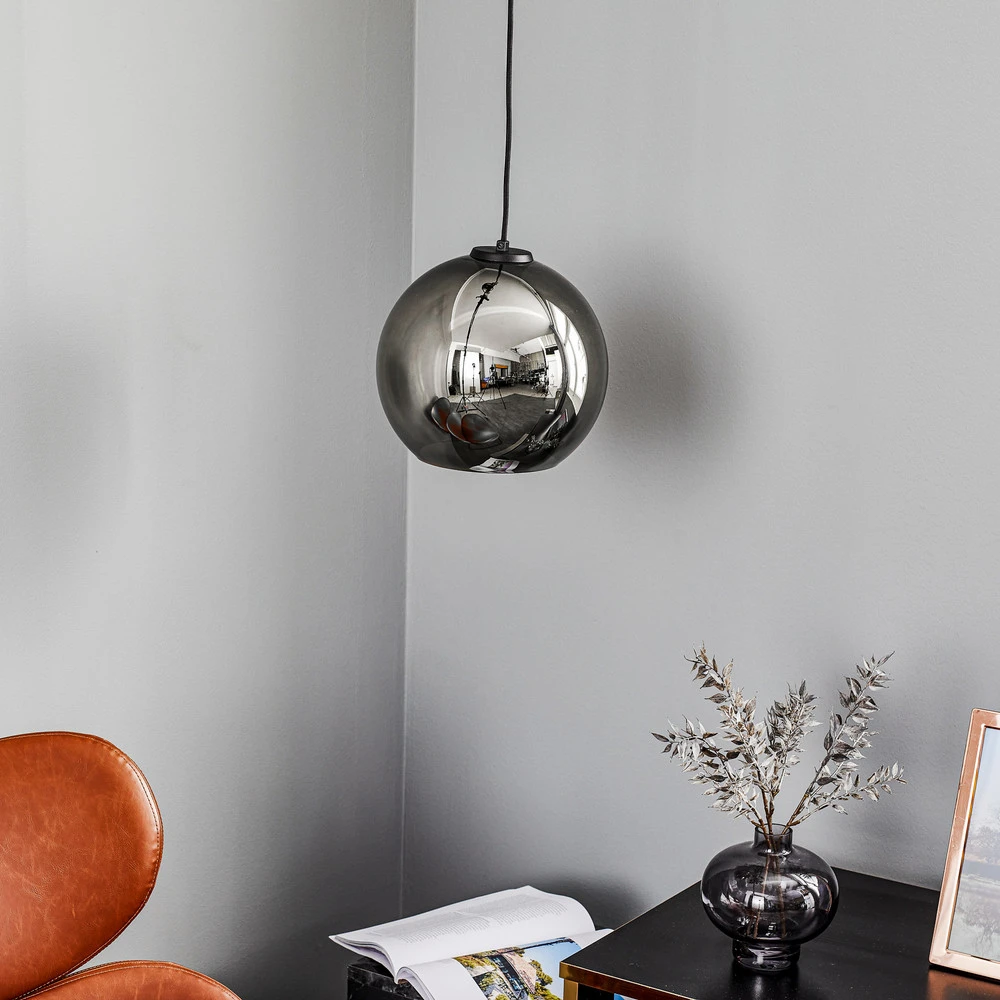 Suspension Polaris, verre réfléchissant, chromé