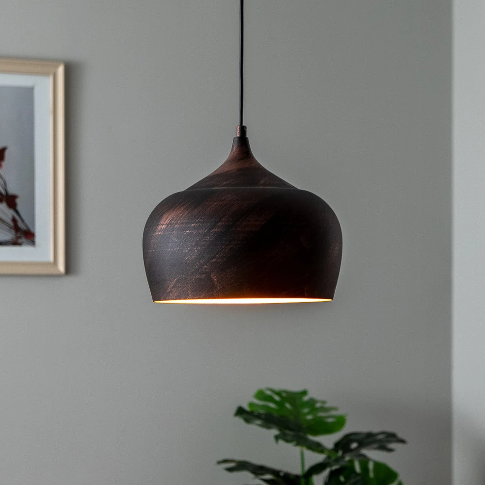 Suspension Saglam 3761 à 1 lampe. Ø28cm cuivre/or en acier inoxydable