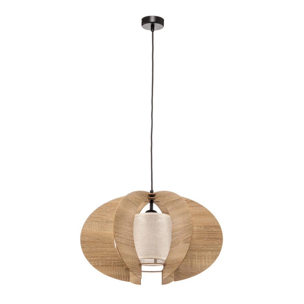 Suspension Tendance C M avec lamelles en bois Ø 50 cm - Montage Direct